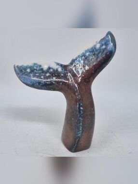 Raku Pottery Whale Tail Figurine